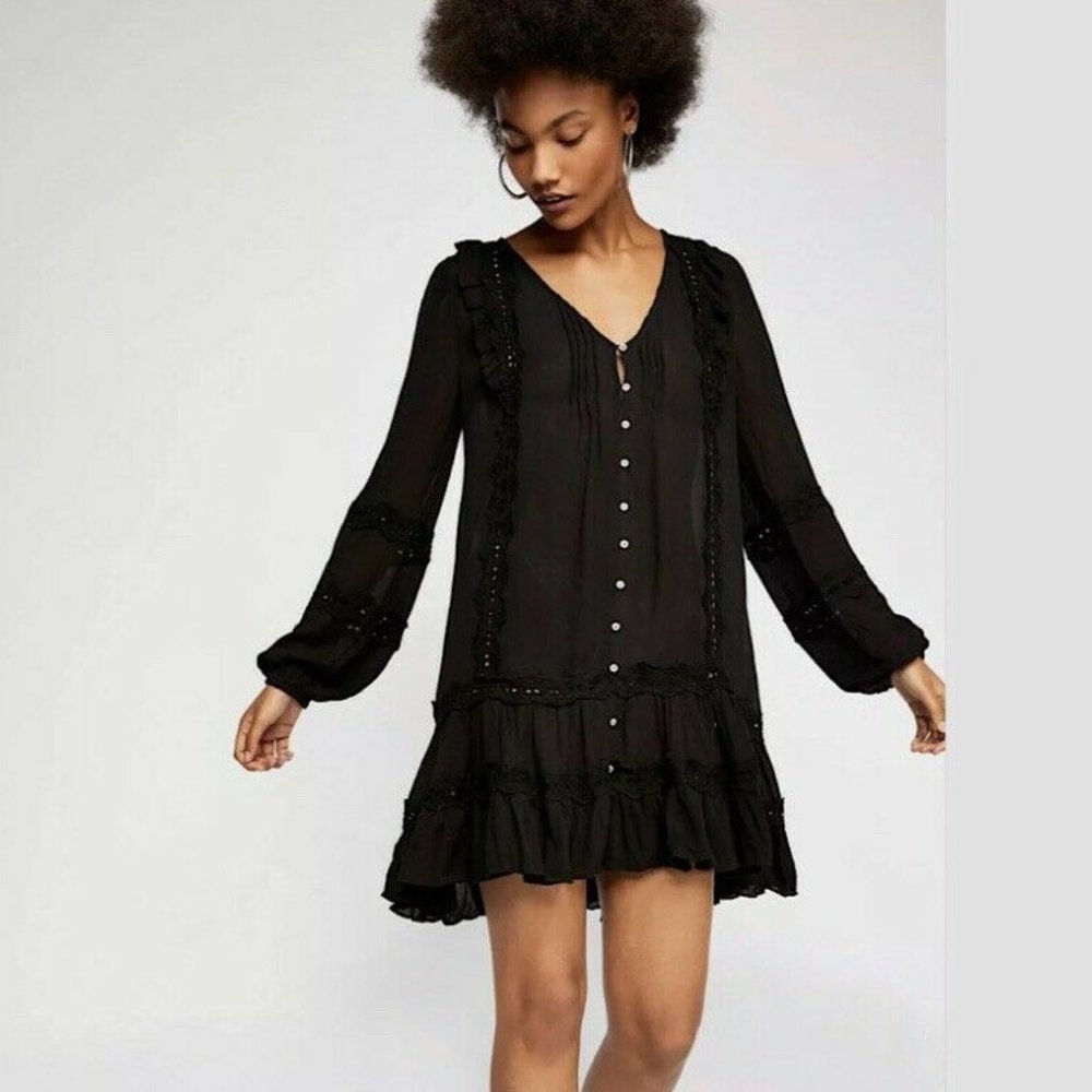 Free People Snow Angel Mini Dress | Black | XS